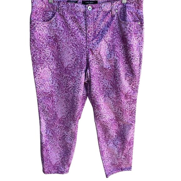 Nine West Jeans Womens Cigarette Fit Skinny Leg Pink Floral Capri Jean Pant 18W - Picture 1 of 11